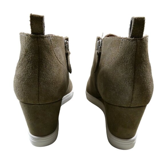 Linea Paolo Felicia Wedge NWOB Tan Leather Bootie Nubuck Gold Sparkles 9M #836 - Picture 3 of 9